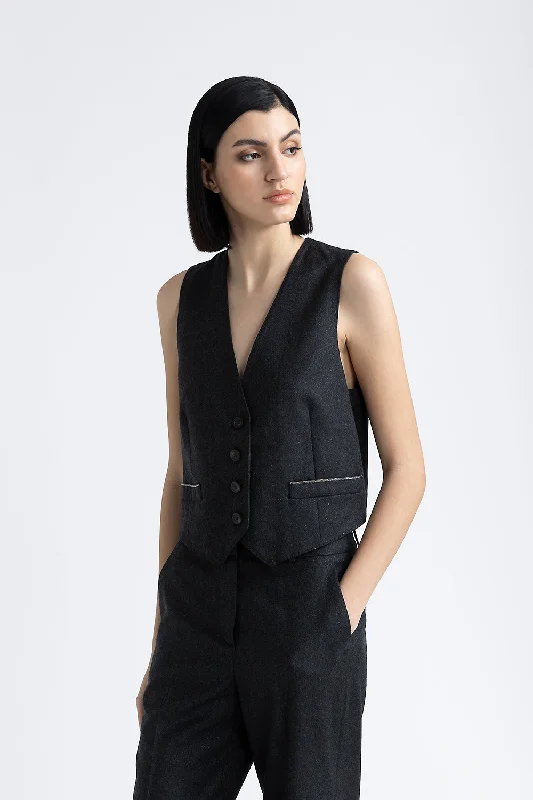 Casual Style Lurex wool flannel gilet