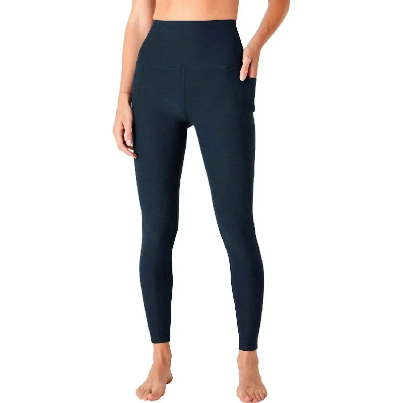 Cool Summer Spacedye Out Of Pocket High Waisted Midi Legging In Nocturnal Navy
