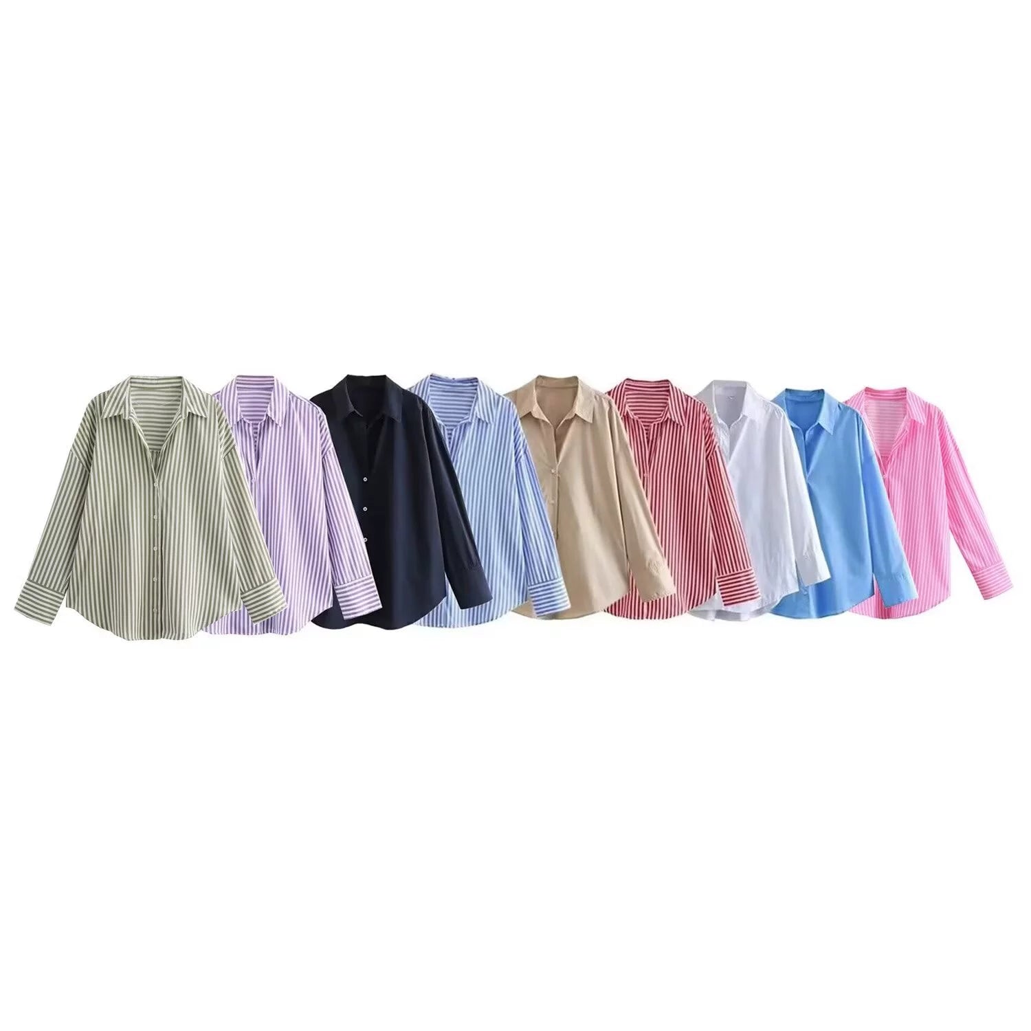 Ethnic Style Striped Button-Up Shirts