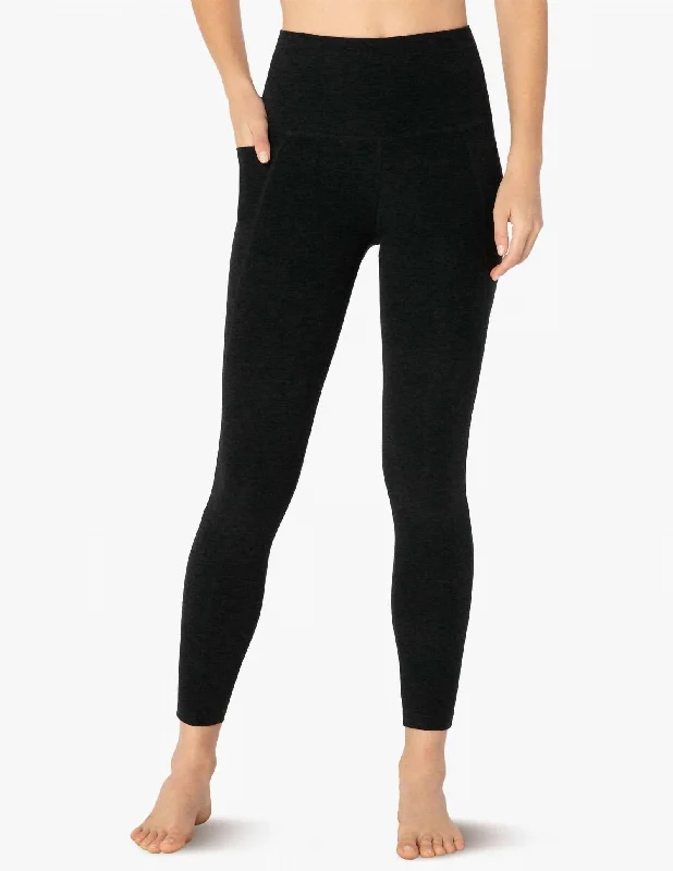 Street Fashion Spacedye Out Of Pocket High Waisted Midi Legging In Darkest Night