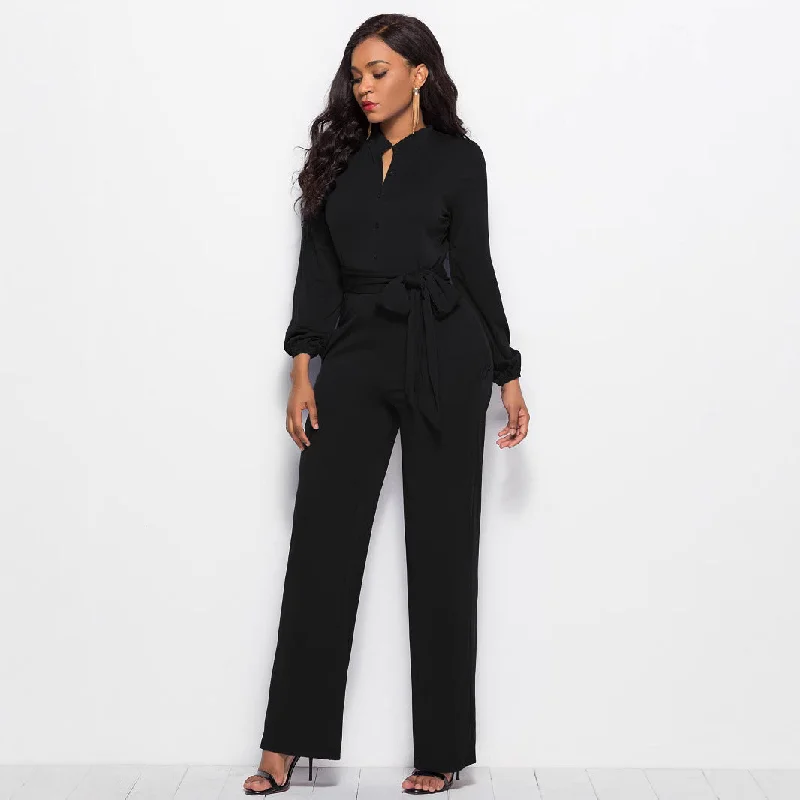 Cute Style Fashion Long Sleeves Wide Legs Jumpsuits Romper for Women