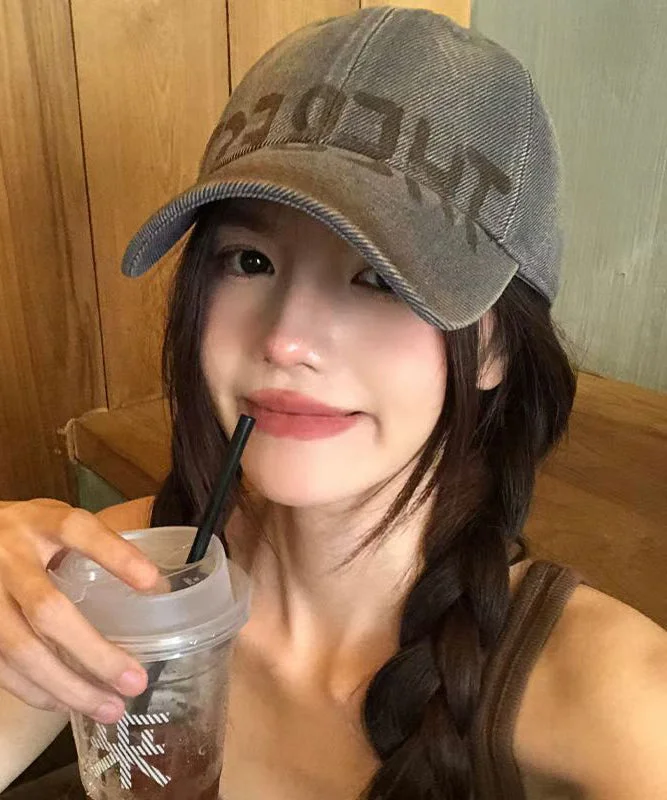 Playful Style American Style Denim Blue Graphic Baseball Cap Hat