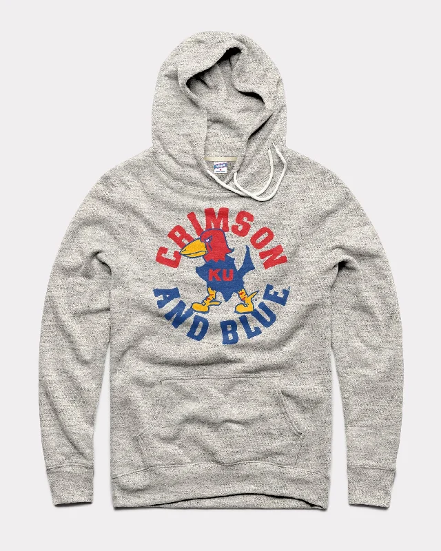 British Fashion KU Crimson and Blue Athletic Grey Hoodie