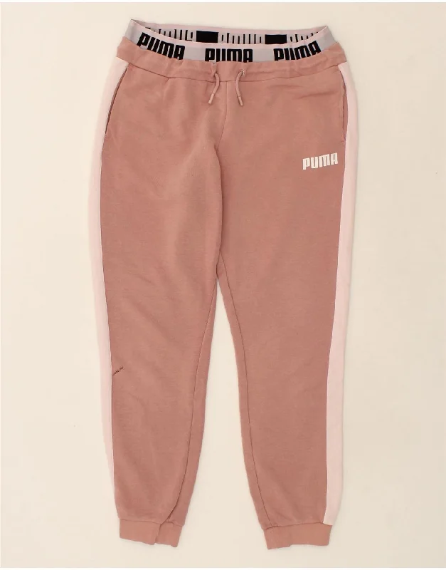 PUMA Womens Tracksuit Trousers Joggers UK 16 Large Pink Colourblock