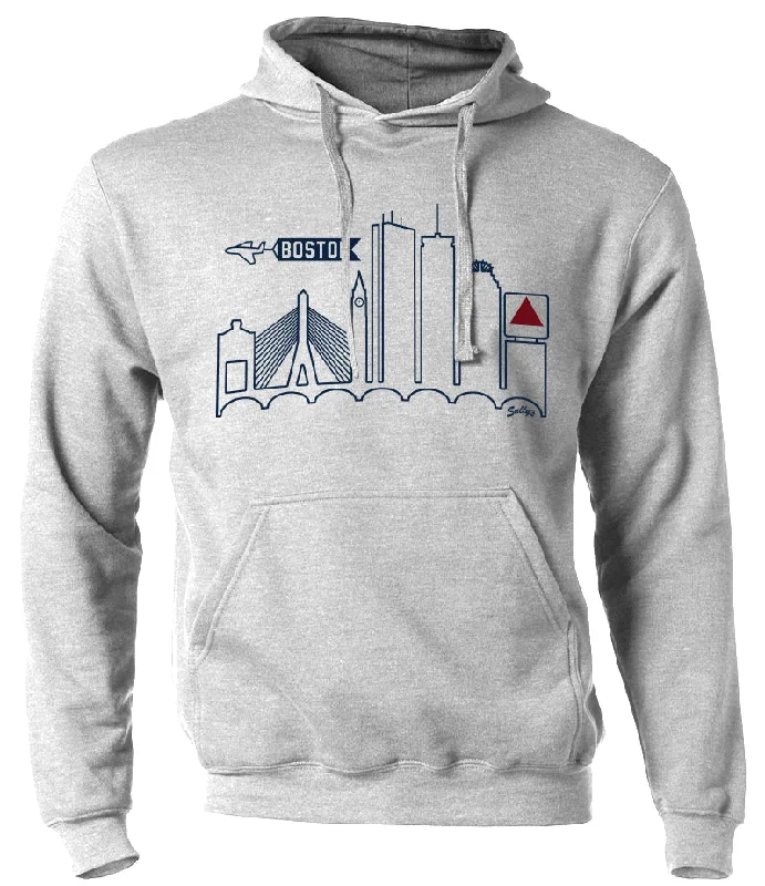 Sports Design Boston Skyline Athletic Gray Hooded Sweatshirt
