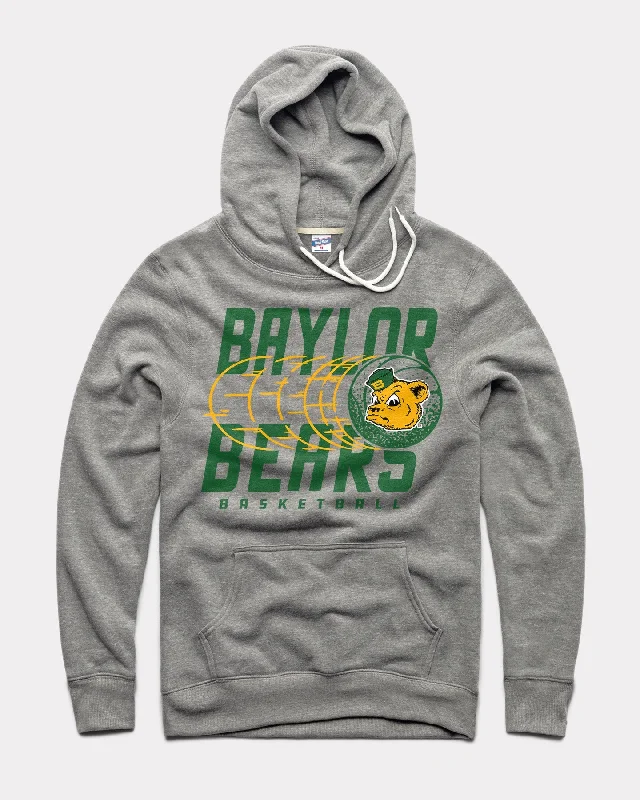 Slightly Flared Design Baylor Trailing Basketball Vintage Grey Hoodie