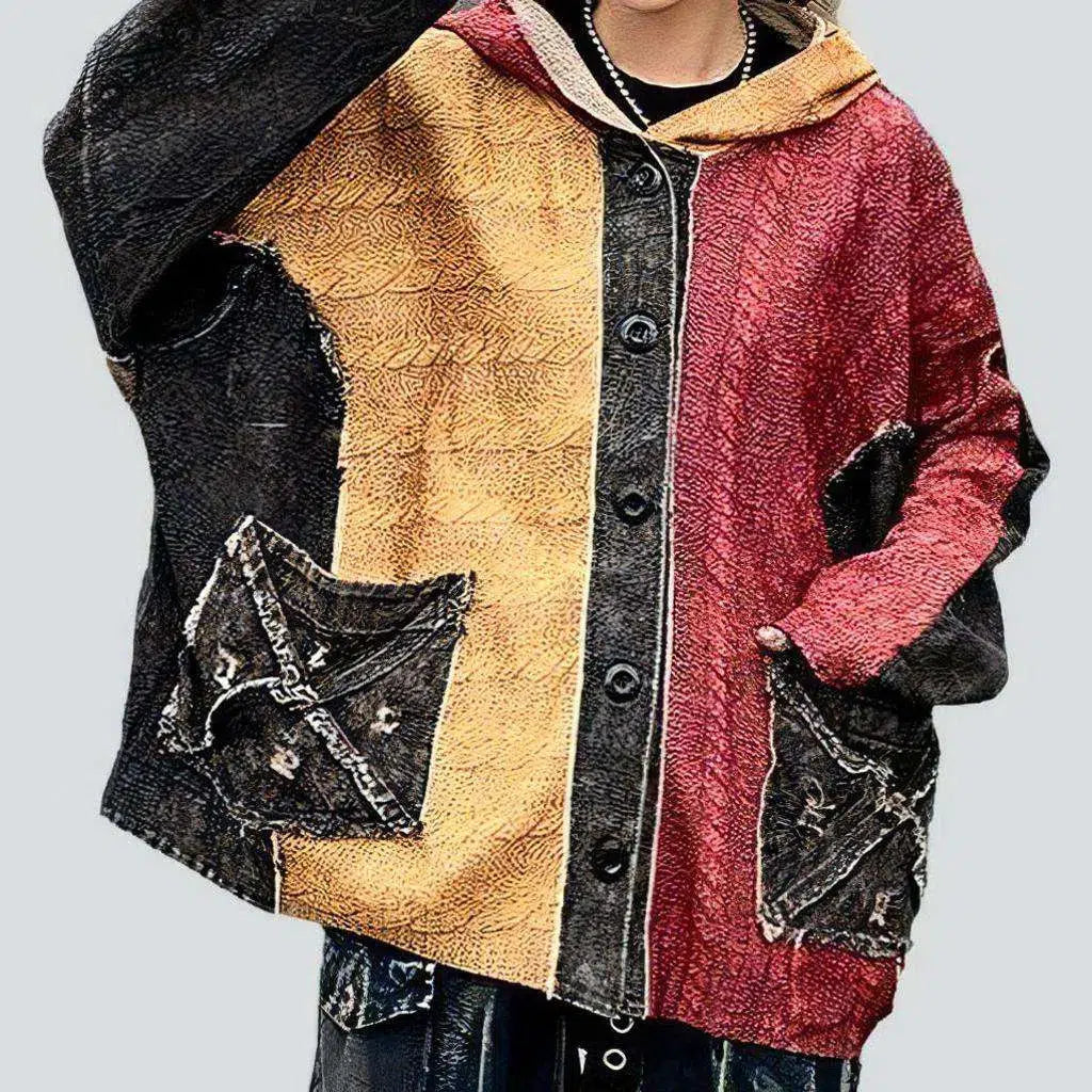 Versatile Items Mixed-fabrics women's denim jacket
