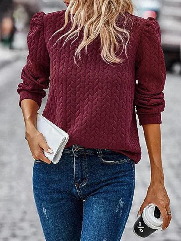 French Retro Puff Twist Women Sweatshirt