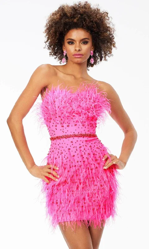 Ashley Lauren 4535 - Fringed Strapless Cocktail Dress