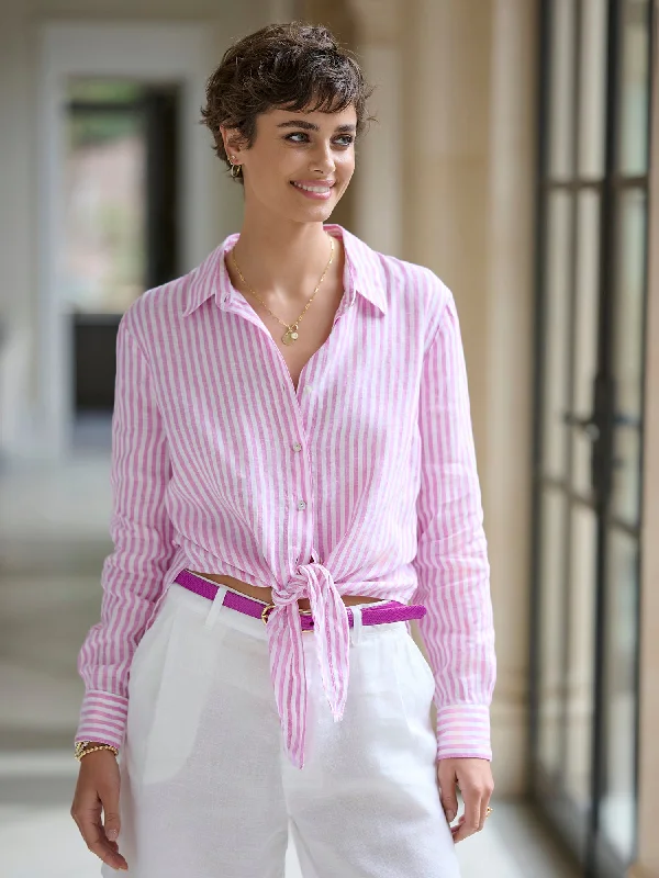 Simple And Comfortable Davin Tie Stripe Linen Shirt