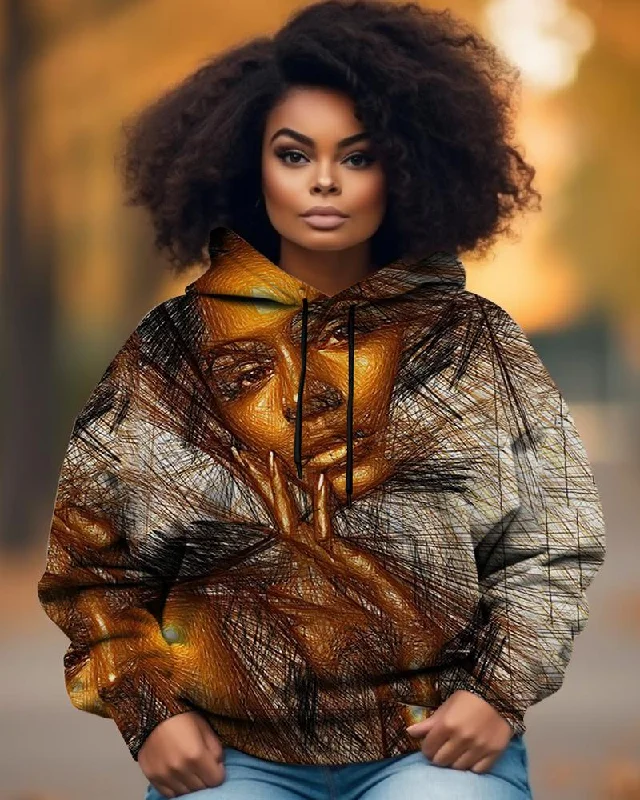 Youthful Lined Black Girl Personalized Printed Hoodie