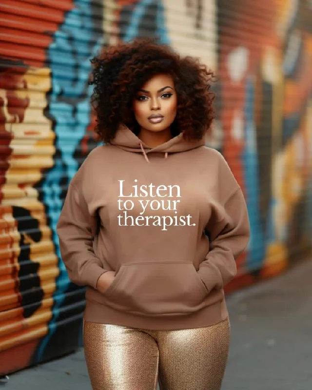 Minimalism Listen To Your Therapist Long Sleeves Hoodie