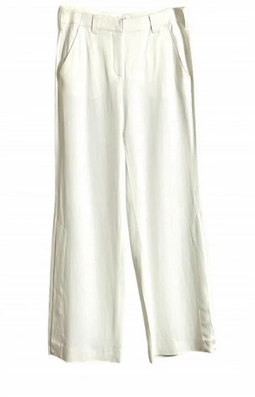 Urban Sense Women's Miles Wide Leg Split Hem High Rise Pants In White