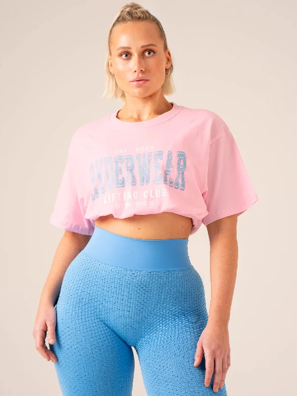 Low-key Luxury Grit Oversized T-Shirt - Pink