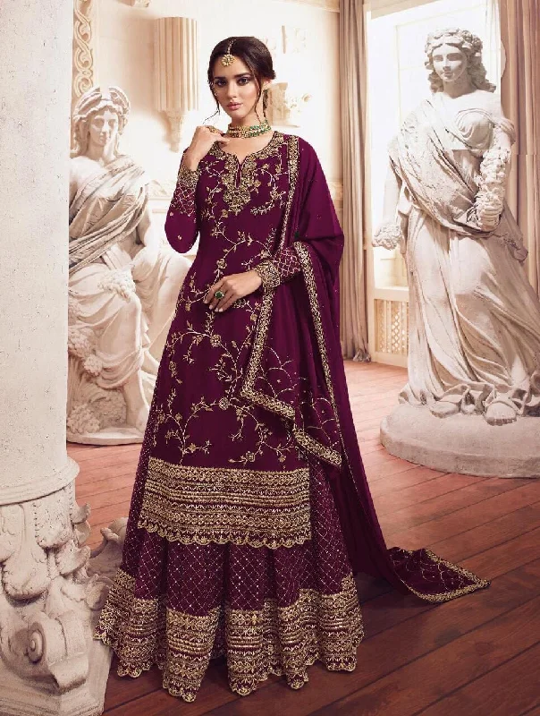 Wine LT 4902 Heavy Georgette Sharara Suit