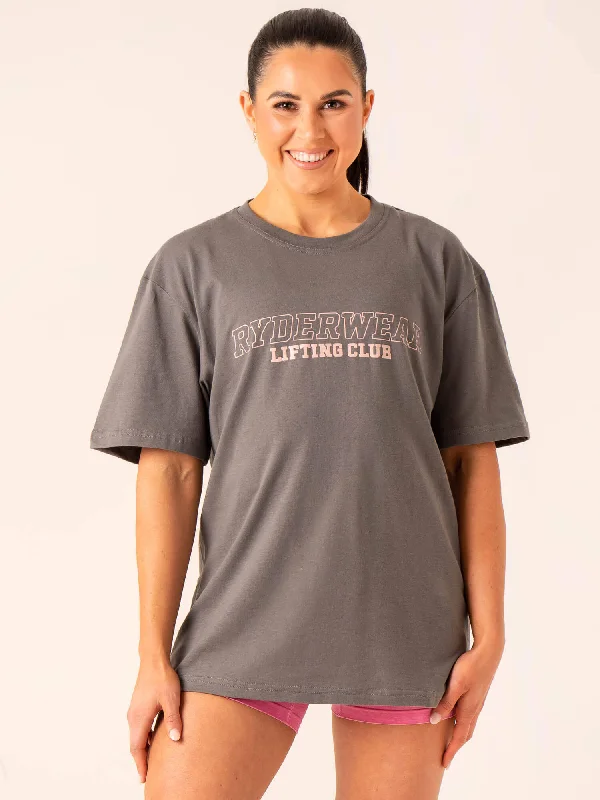 Comfortable Design Lifting Club T-Shirt - Charcoal