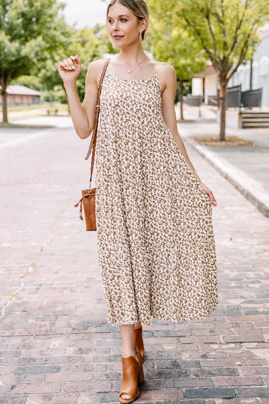 Feeling The Connection Cream White Floral Maxi Dress