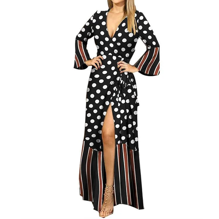 Sexy Long Sleeves Split Front Long Dresses