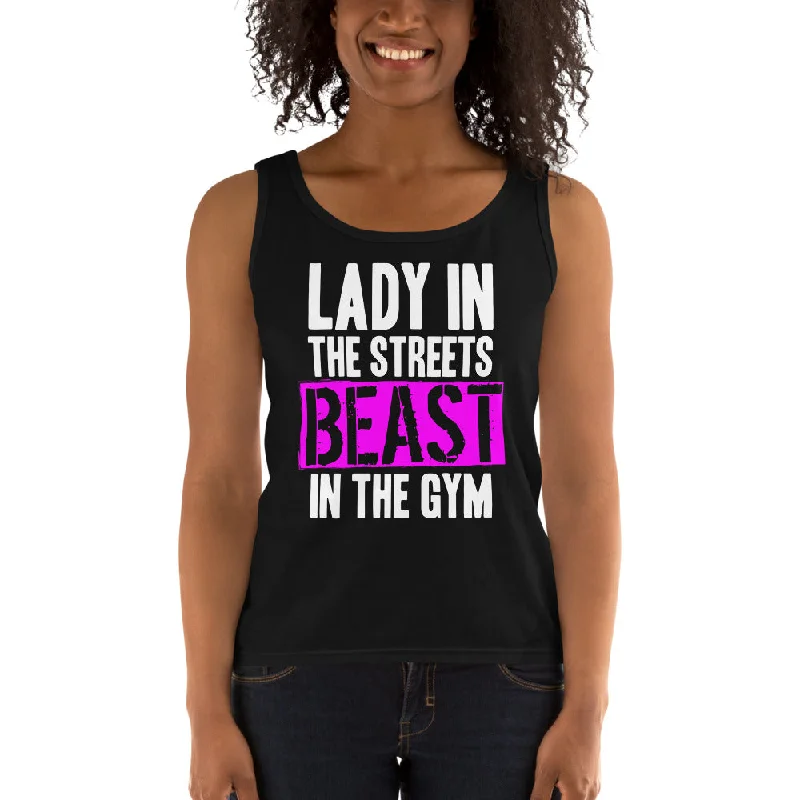 Celebrity Style "Lady In The Streets, Beast In The Gym" Ladies' Tank, Black Or White Tank