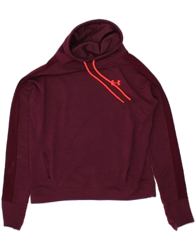 Free And Casual UNDER ARMOUR Womens Oversized Pullover Tracksuit Top UK 10 Small Burgundy Free And Casual UNDER ARMOUR Womens Oversized Pullover Tracksuit Top UK 10 Small Burgundy
