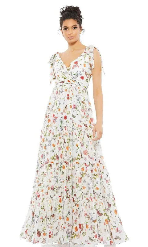 Ethnic Style Ieena Duggal - 70198I V-Neck Floral A-Line Dress