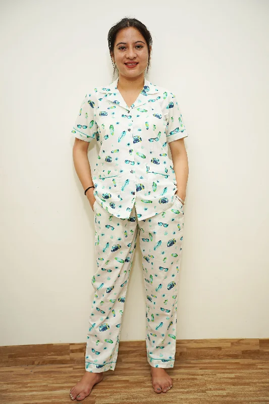 Ocean Breeze Cotton Night Suit