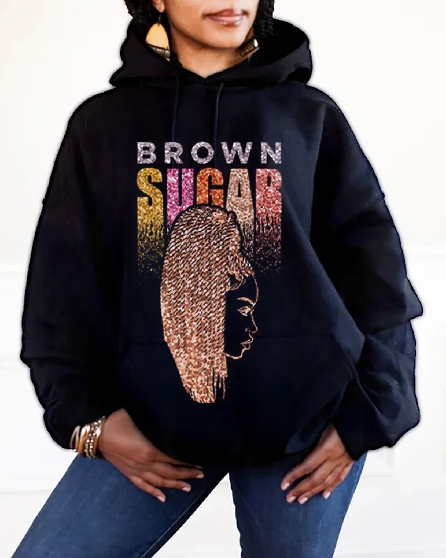 Luxury Temperament Brown Sugar Melanin African Woman Long Sleeves Hoodie