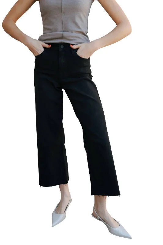 Fresh And Natural Slim Wide Leg Jean In Black