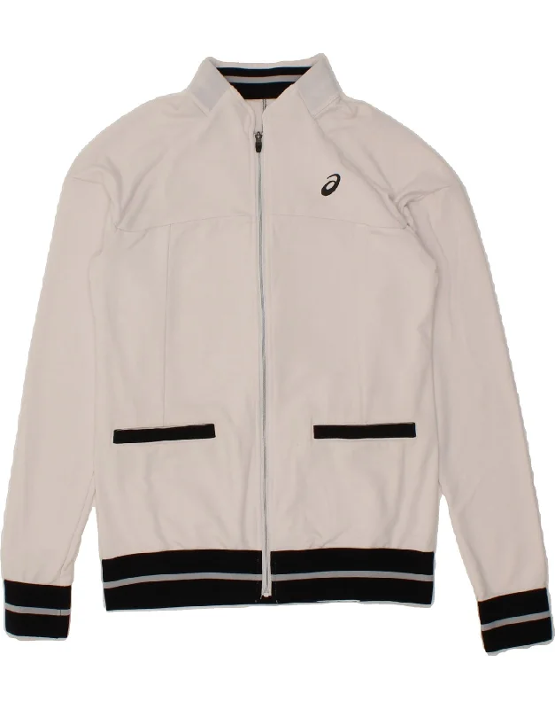 Exclusive Customization ASICS Womens Tracksuit Top Jacket UK 6 XS White Polyester