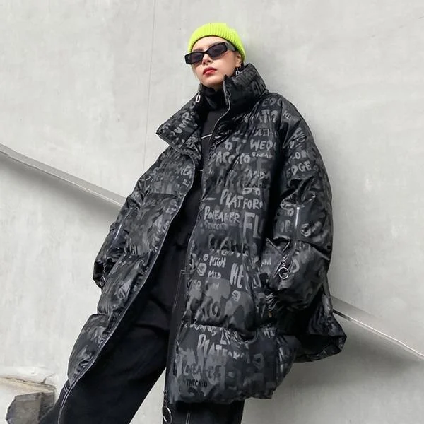 Elegant Temperament Winter Fashion New Stand Collar Long Sleeve Loose Casual Keep Warm Short Parka Coat