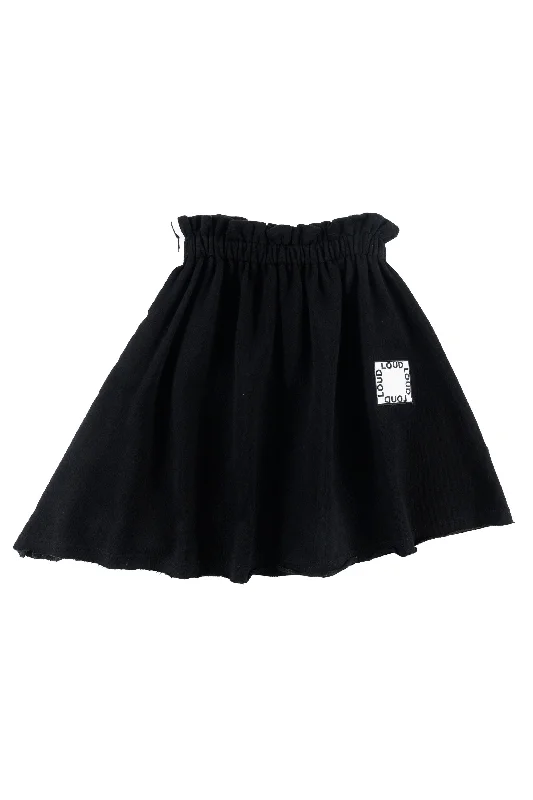 Luxury Temperament LOUD BLACK/WHITE TRIM GATHERED WAIST SKIRT [FINAL SALE]