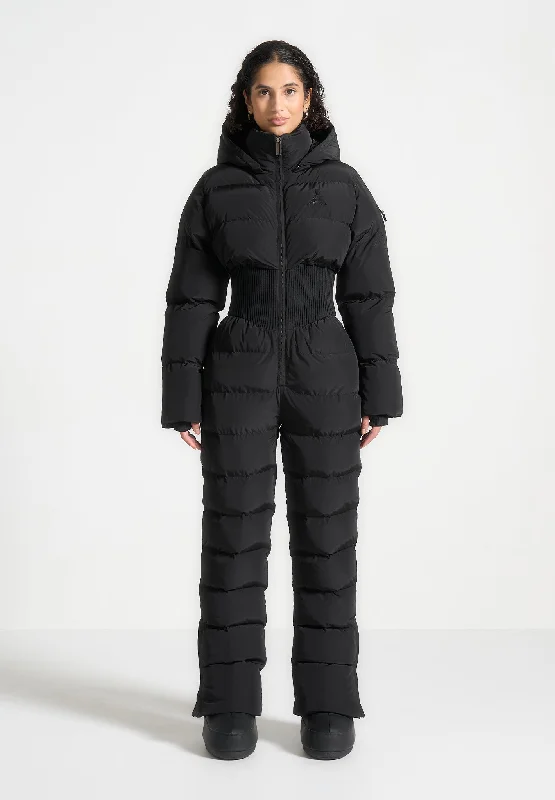 Modern City Ski Suit with Corset Detail - Black