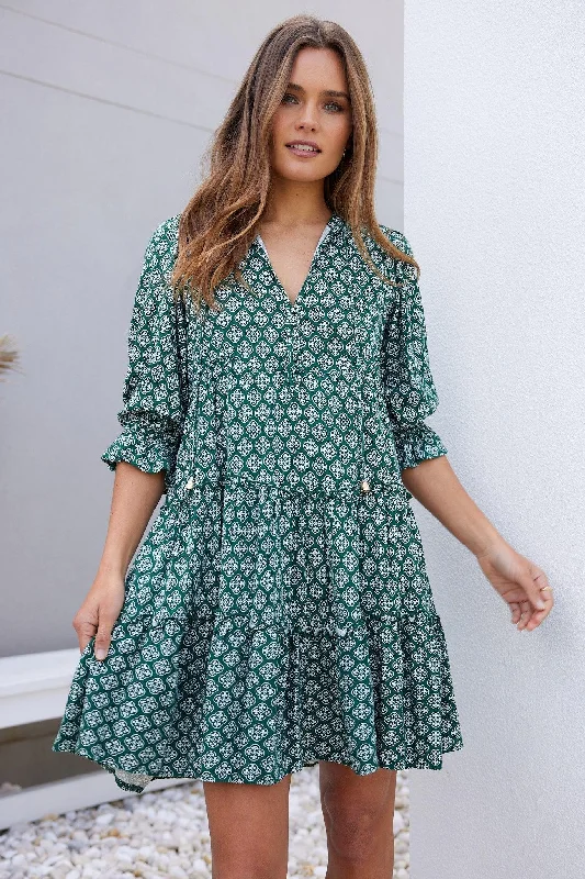 Esperanza Dress - Green Print