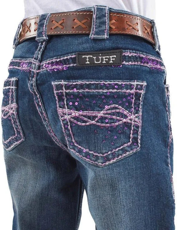 Cute Style Cowgirl Tuff Girls Pink Sparkles Jeans