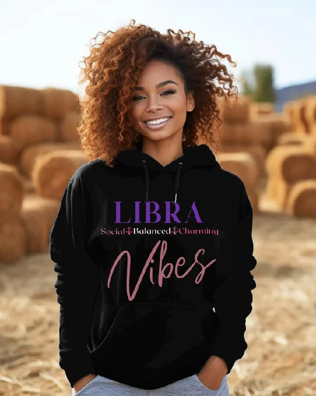 Comfortable And Casual Libra Vibes Letter Long-sleeved Hoodie