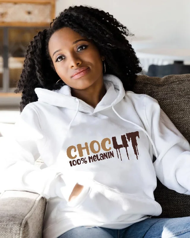 Simple Style Black Queen Choclit 100% Melanin Long Sleeves Hoodie