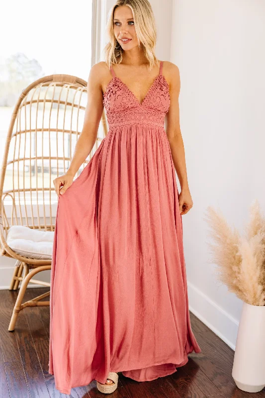 Light And Breathable Full Of Grace Mauve Pink Maxi Dress