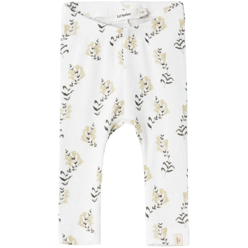 Stunning Fashion Lil'Atelier Coconut Milk Yellow Flower Gavo Slim Legging