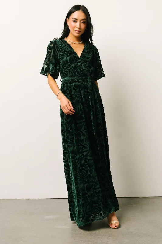 Classic Style Uma Velvet Maxi Dress | Dark Green