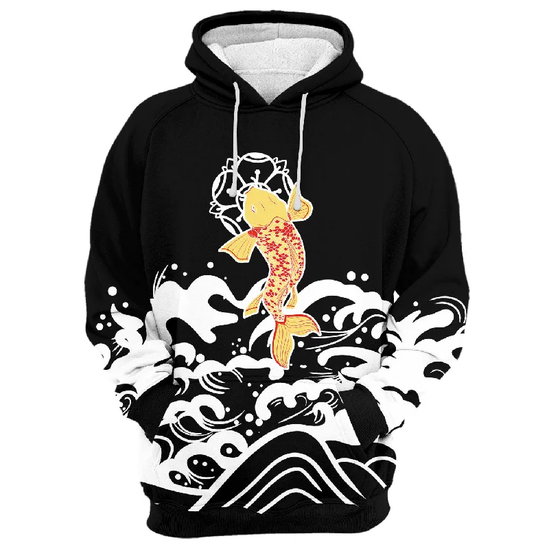Urban Sense Koi Fish Black Hoodie
