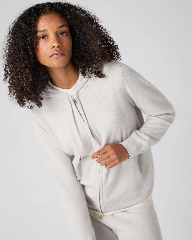High-end Fabrics Women's Ada Cashmere Hoodie Pebble Grey