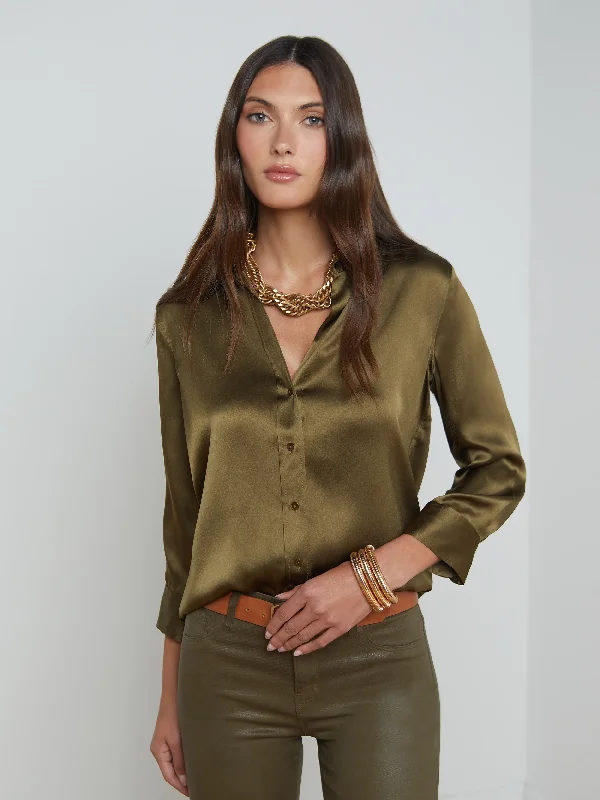 40126CLWp L'AGENCE Dani 3/4 Sleeve Silk Blouse