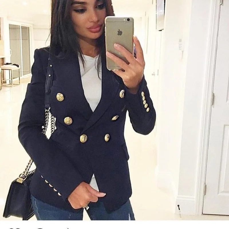 MVGIRLRU Office Lady Blazers Women's Double Breasted Blazer Jacket Female Workwear Slim Coats