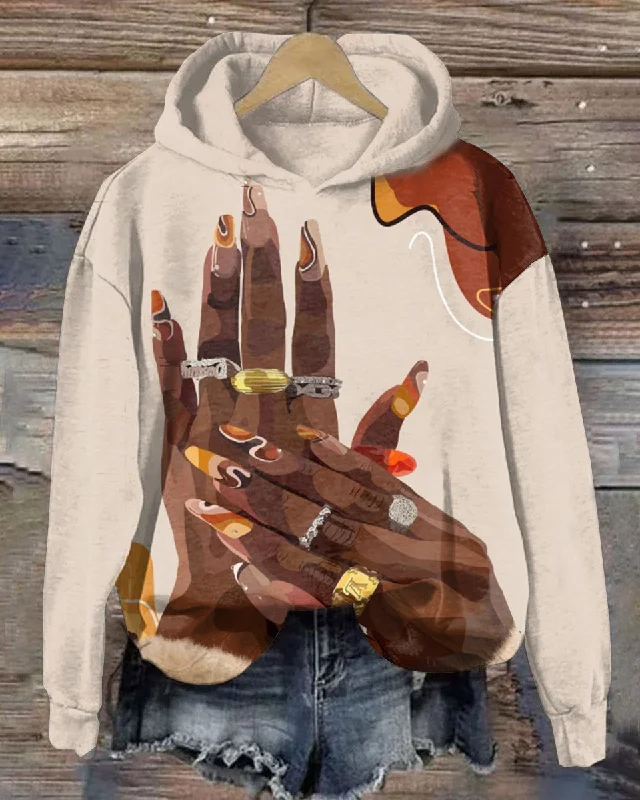 Personalized Clothing Contrast Color Nail Art Finger Long Sleeve Hoodie