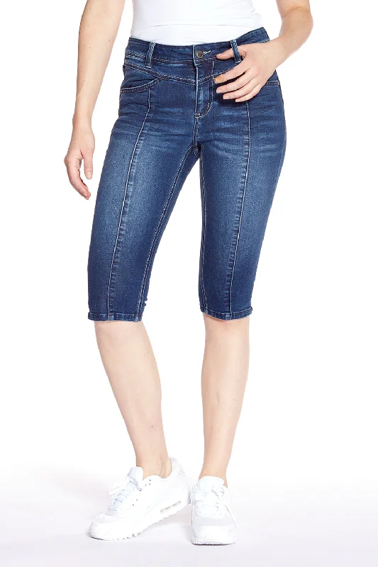 BECCA - Ladies Denim Capri - Dark Blue Wash