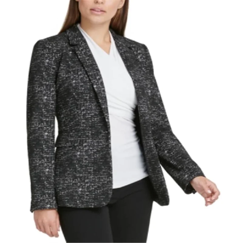 Lazy Style DKNY Women's Speckle Blazer Wear to Work Jacket Black Size 14