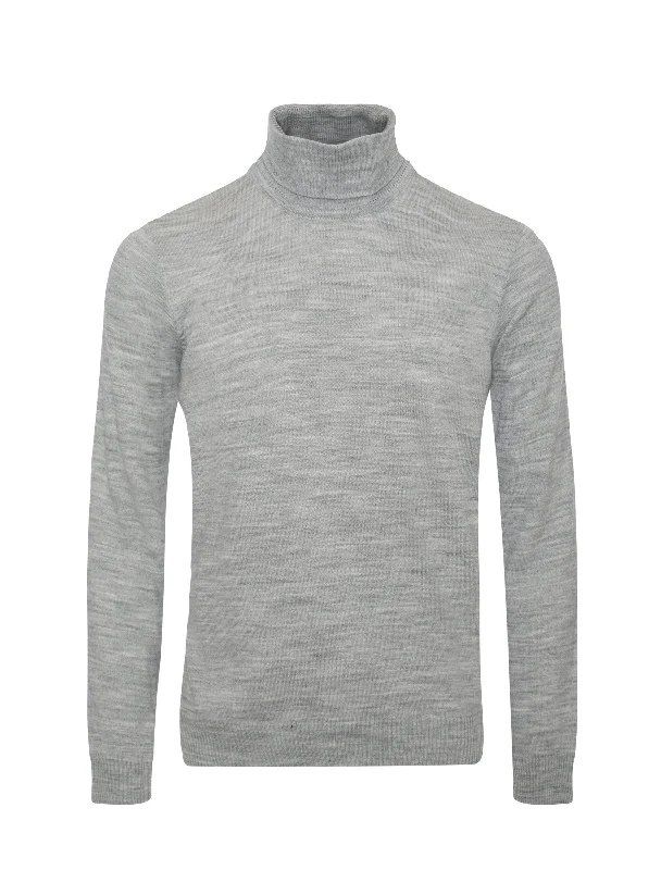 Bottom And Versatile Turtle Neck sweater Heather Grey  T1100