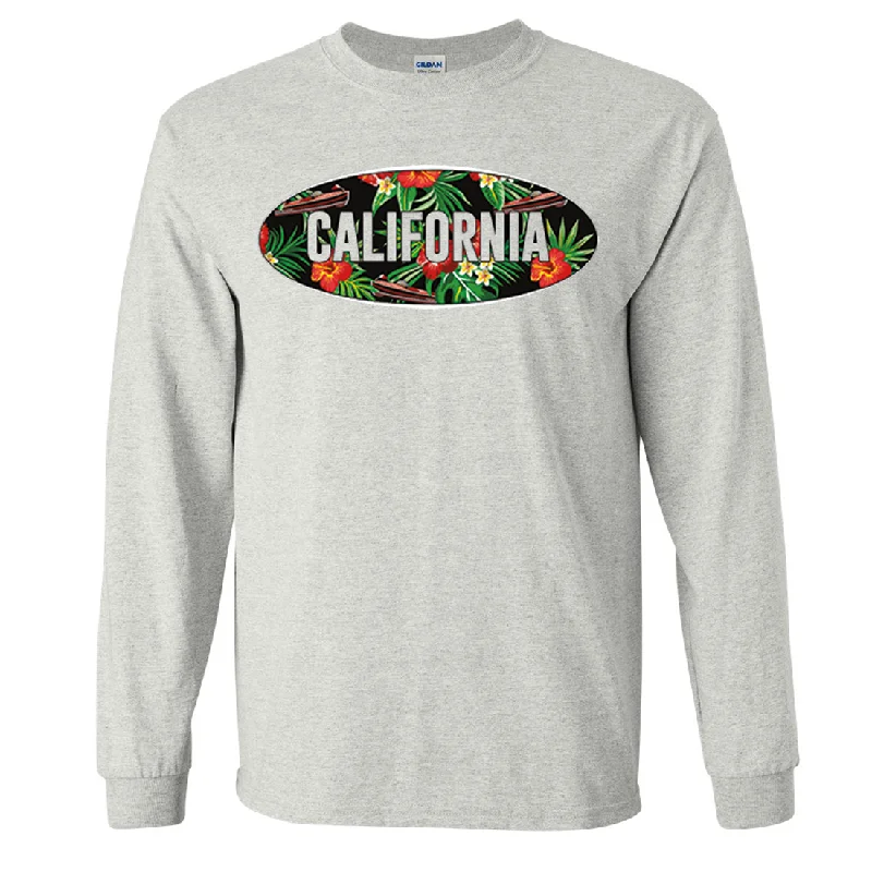 Outdoor Trend California Tropical Flowers Logo Long Sleeve Shirt