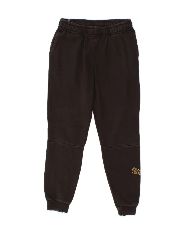 Noble Temperament PUMA Womens Graphic Tracksuit Trousers Joggers UK 10 Small  Black Cotton