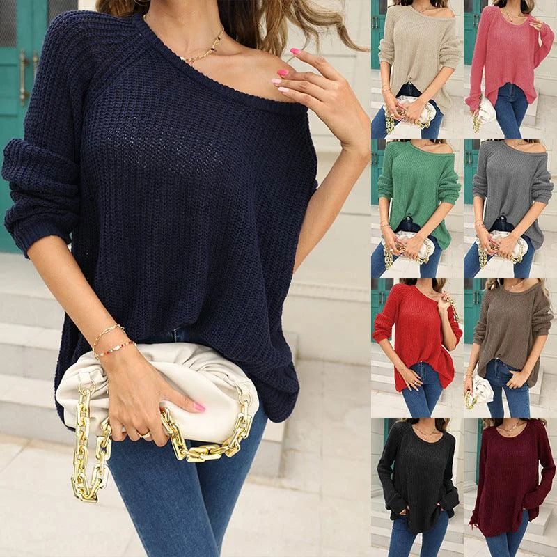 Solid Color Simple Women's SweaterCasual Versatile Long Sleeves